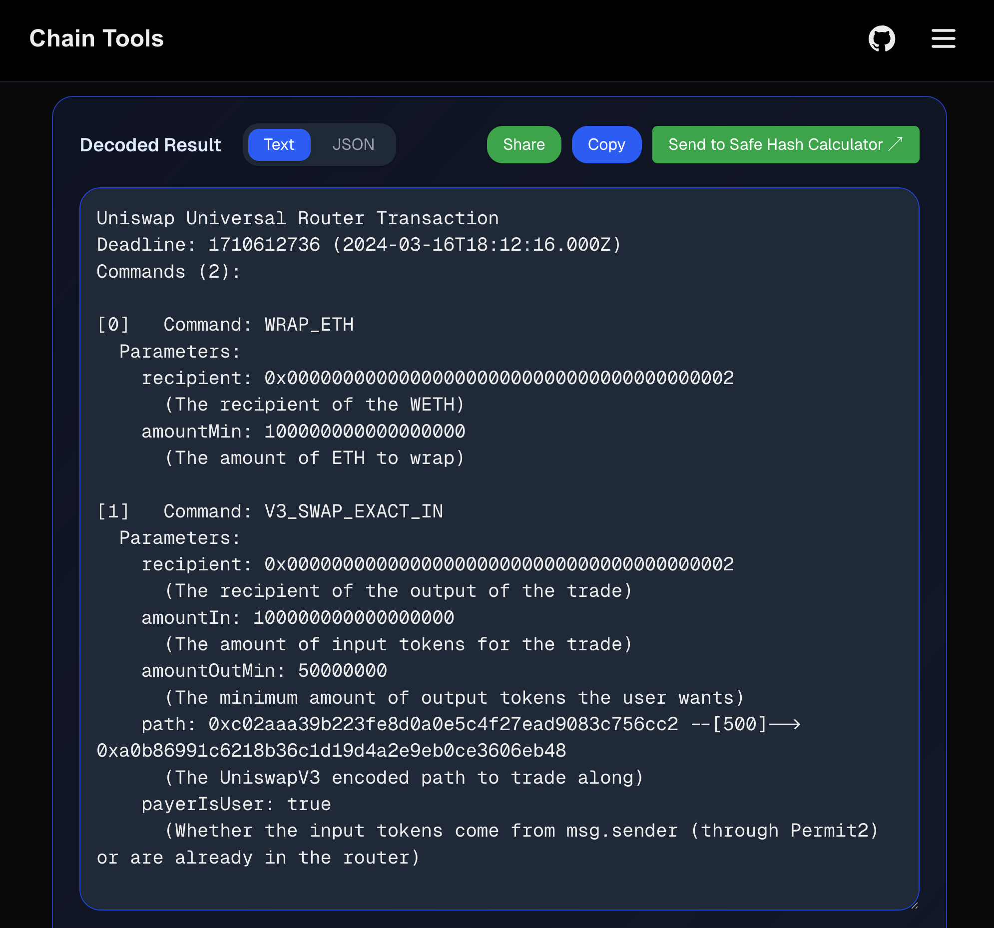 Uniswap Universal Router decoded with the ABI alone