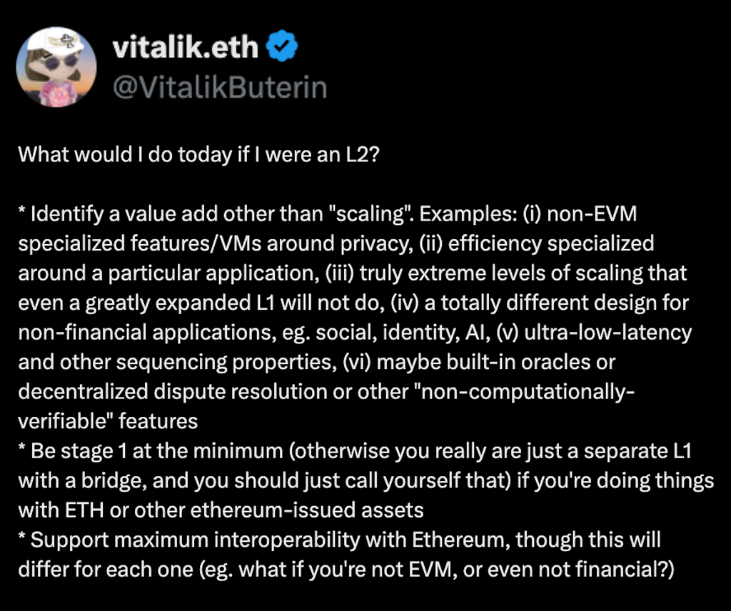 Vitalik’s post about the future of L2s