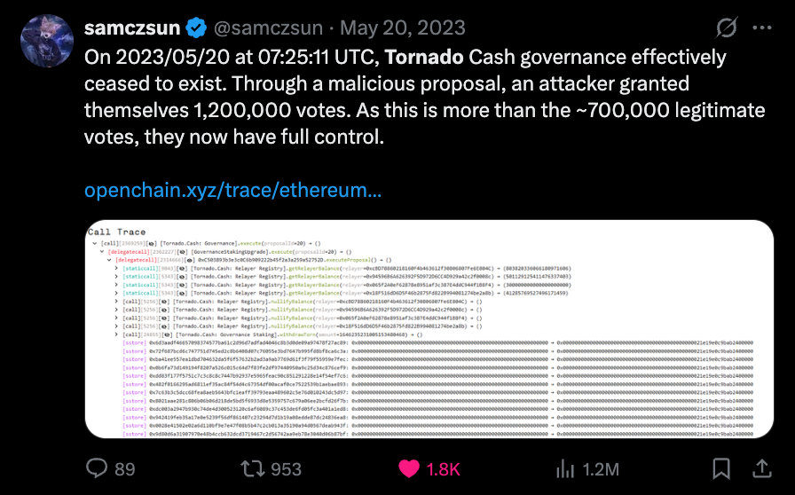Tornado Cash governance takeover